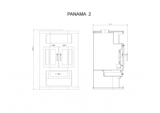 EEK A Eck-Kaminofen Victoria Panama2 mit Flügeltüren, schwarz, dauerbrandfähig – 9kW