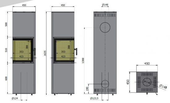 EEK A Kaminofen Hajduk PIXEL XXL grau - 7kW