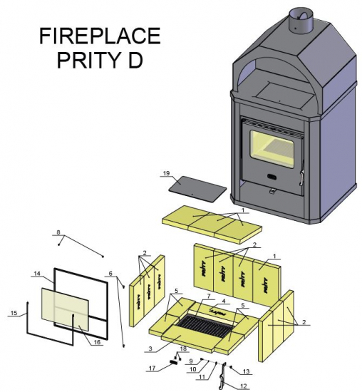 EEK A Kaminofen Prity D + Herdplatte -15kW Werkstattofen Ofen + BIMSCHV II