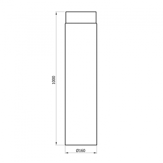160 mm - Rauchrohr 1000 mm in Gussgrau