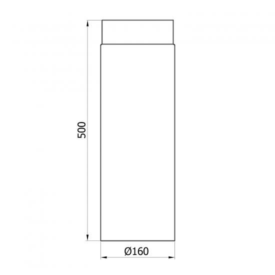 160 mm - Rauchrohr 500 mm in Gussgrau