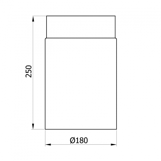 180 mm - Rauchrohr 250 mm in Schwarz