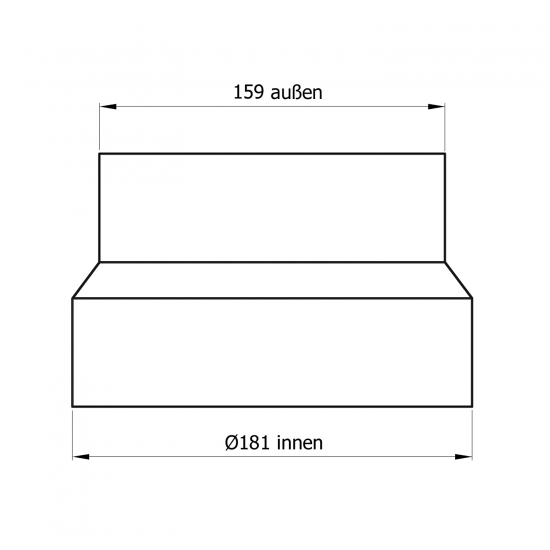 180 mm - 160 mm - Reduzierung in Schwarz