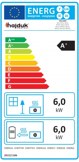 EEK A+ Kamineinsatz mit Wassermantel HAJDUK VOLCANO WTh 12 rahmenlose Schiebetür - 12 kW