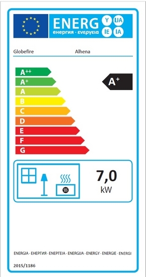 EEK A+ - Dauerbrand Küchenofen Holzherd Globe Fire Alhena rot / Anschluss rechts