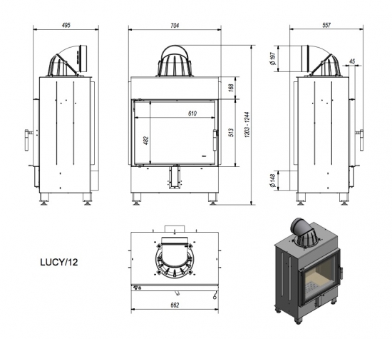 EEK A - Kamineinsatz Kratki Lucy 12 mit 12 kW