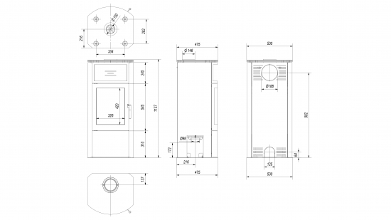 EEK A Kaminofen Kratki TITAN mit 11kW