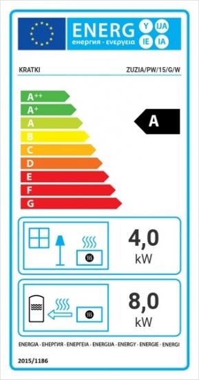 EEK A Wasserführender Kamineinsatz ZUZIA/PW/15/G/W - 12kW Hebetür + BIMSCHV II