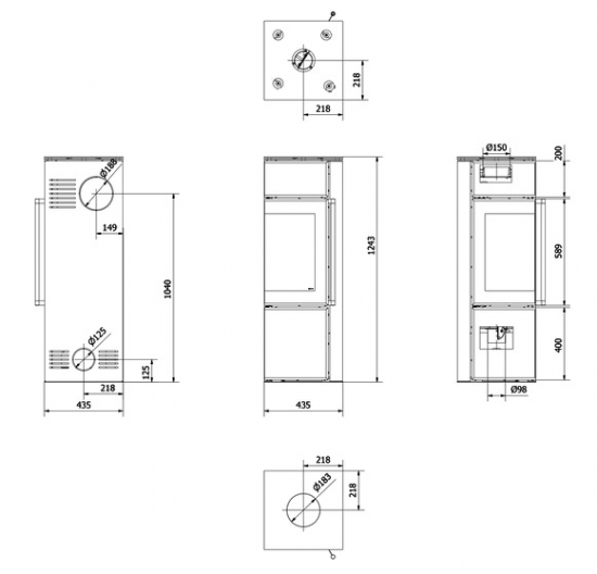 EEK A Eck-Kaminofen Kratki TORA/S mit Quarzsinter Nero Assoluto mit 8kW