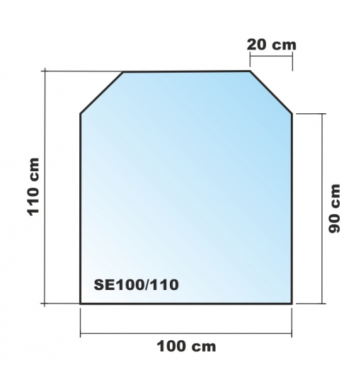 Sechseck 100x110cm - Funkenschutzplatte Kaminbodenplatte Glasplatte